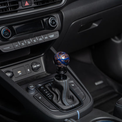Billetworkz Automatic Shifter - Black Smoke w/ Blue Splash - Fits Hyundai Veloster N / Elantra N / Kona N (2019+)