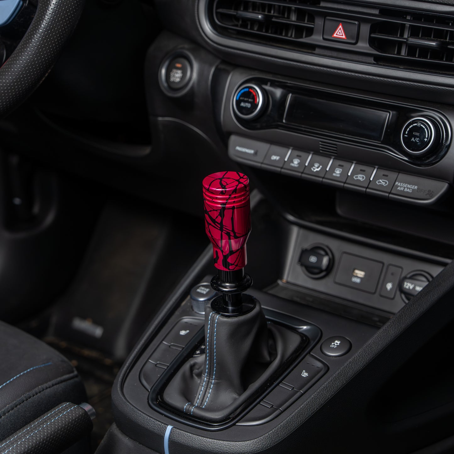 Billetworkz Automatic Shifter - Pink w/ Black Splash - Fits Hyundai Veloster N / Elantra N / Kona N (2019+)