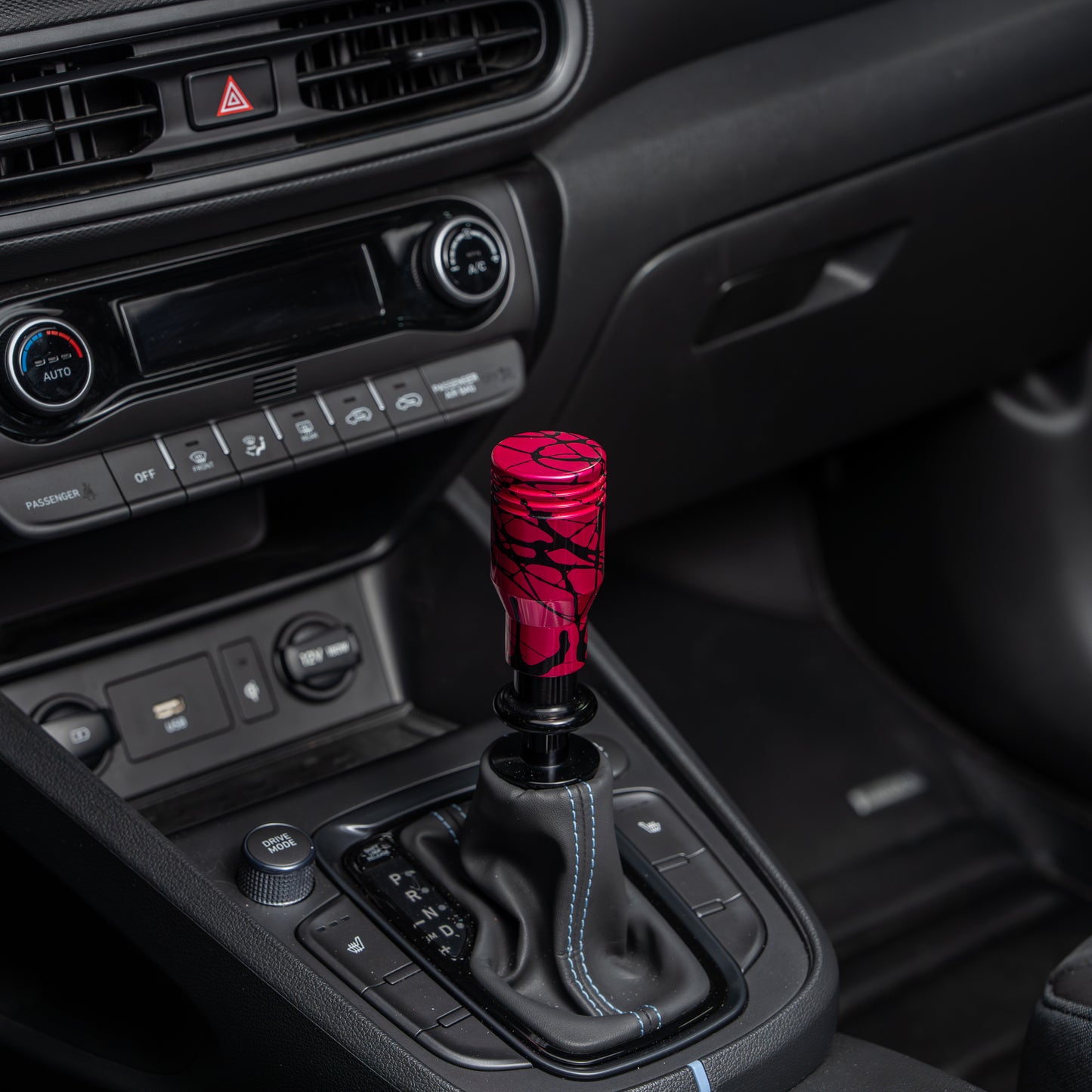 Billetworkz Automatic Shifter - Pink w/ Black Splash - Fits Hyundai Veloster N / Elantra N / Kona N (2019+)