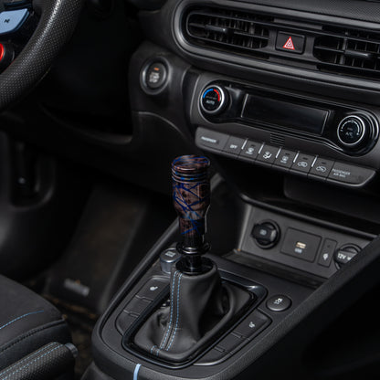 Billetworkz Automatic Shifter - Black Smoke w/ Blue Splash - Fits Hyundai Veloster N / Elantra N / Kona N (2019+)