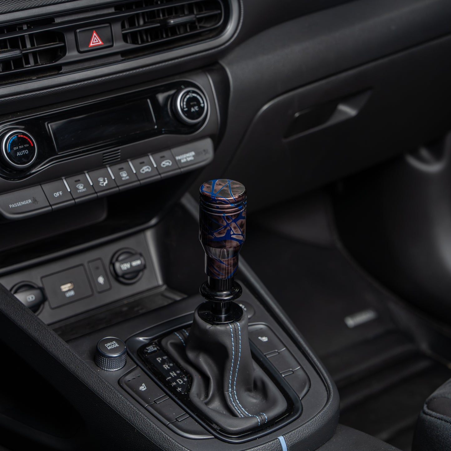 Billetworkz Automatic Shifter - Black Smoke w/ Blue Splash - Fits Hyundai Veloster N / Elantra N / Kona N (2019+)