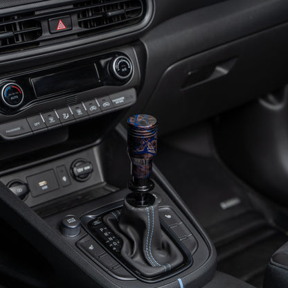 Billetworkz Automatic Shifter - Black Smoke w/ Blue Splash - Fits Hyundai Veloster N / Elantra N / Kona N (2019+)