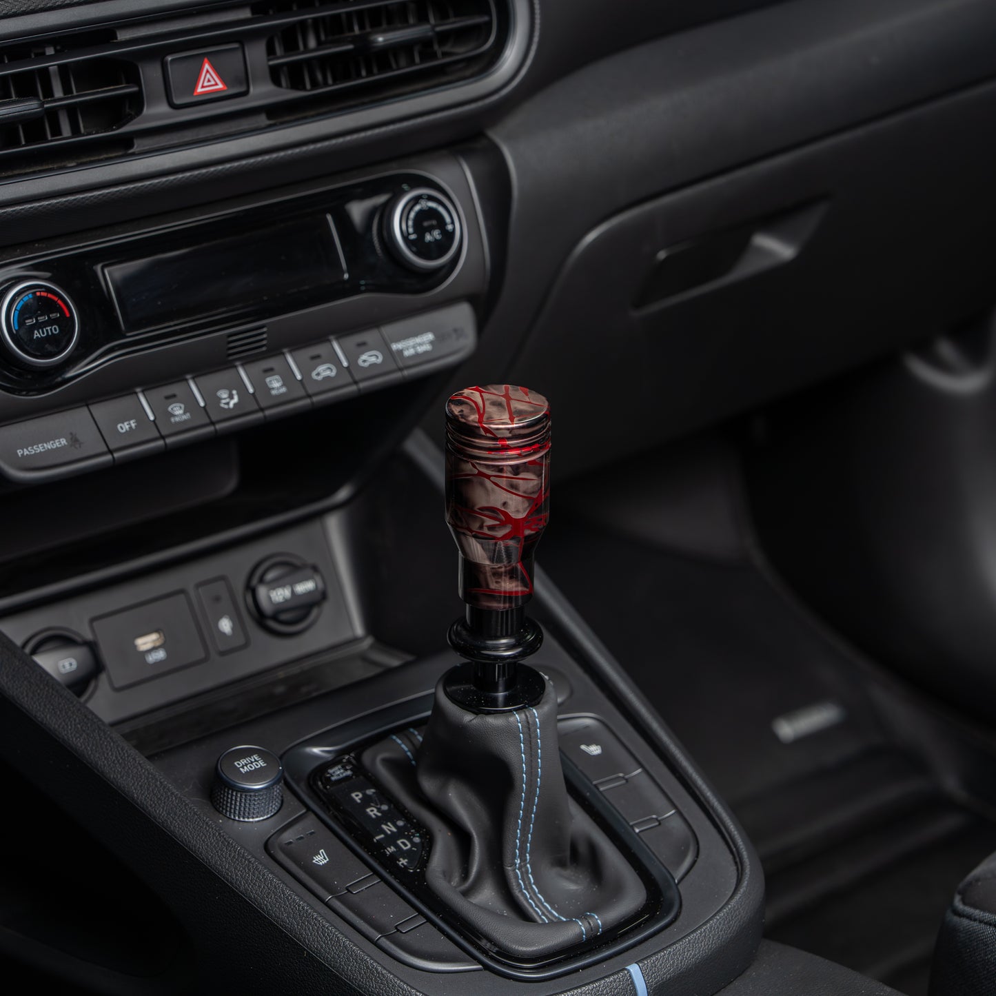 Billetworkz Automatic Shifter - Black Smoke w/ Red Splash - Fits Hyundai Veloster N / Elantra N / Kona N (2019+)