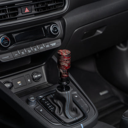Billetworkz Automatic Shifter - Black Smoke w/ Red Splash - Fits Hyundai Veloster N / Elantra N / Kona N (2019+)