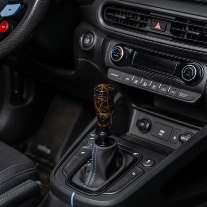 Billetworkz Automatic Shifter - Black w/ Gold Splash - Fits Hyundai Veloster N / Elantra N / Kona N (2019+)