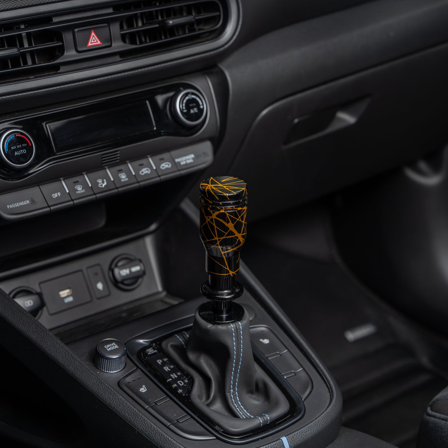 Billetworkz Automatic Shifter - Black w/ Gold Splash - Fits Hyundai Veloster N / Elantra N / Kona N (2019+)