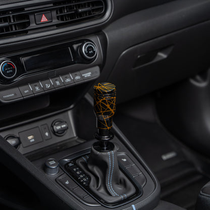 Billetworkz Automatic Shifter - Black w/ Gold Splash - Fits Hyundai Veloster N / Elantra N / Kona N (2019+)