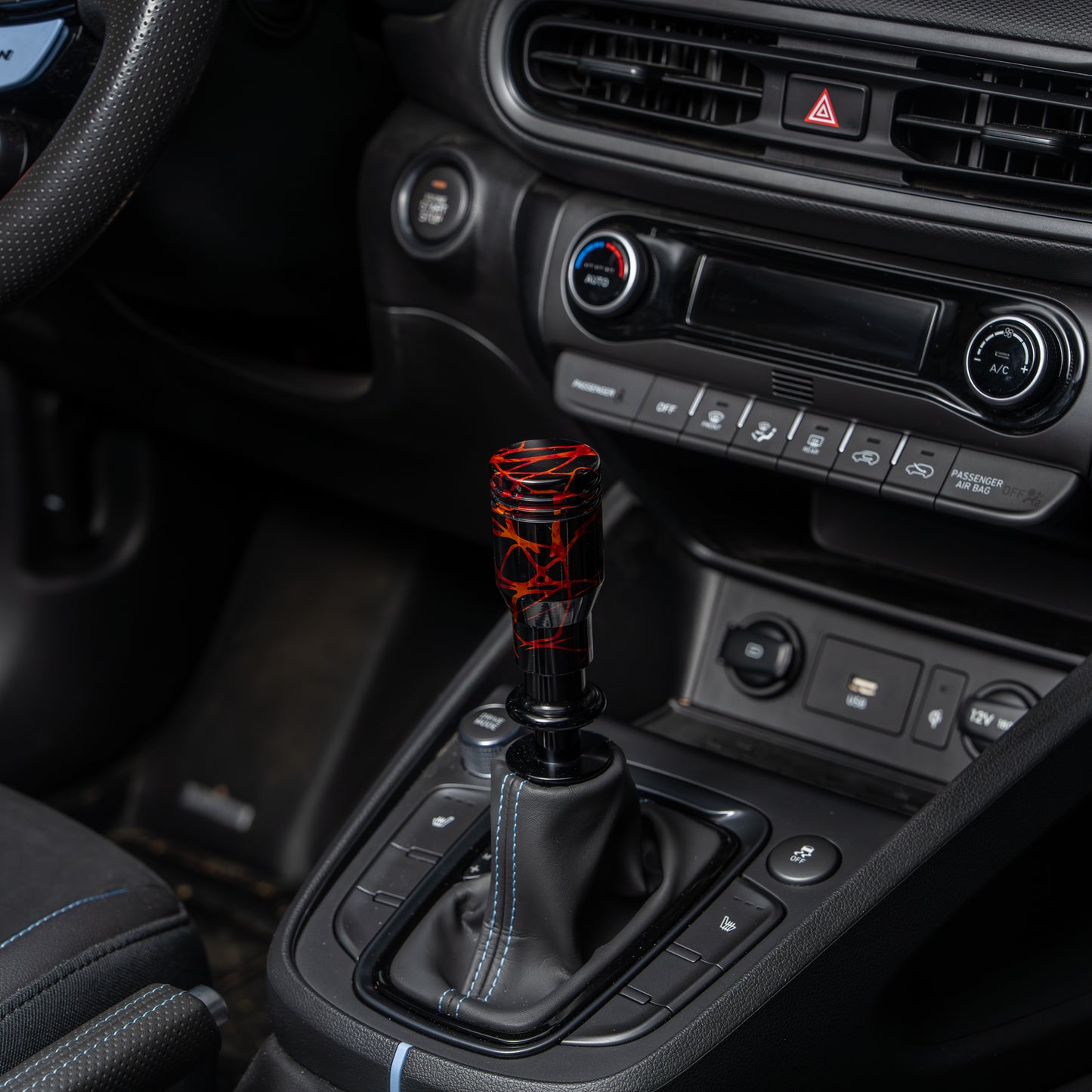 Billetworkz Automatic Shifter - Black w/ Fire Splash - Fits Hyundai Veloster N / Elantra N / Kona N (2019+)