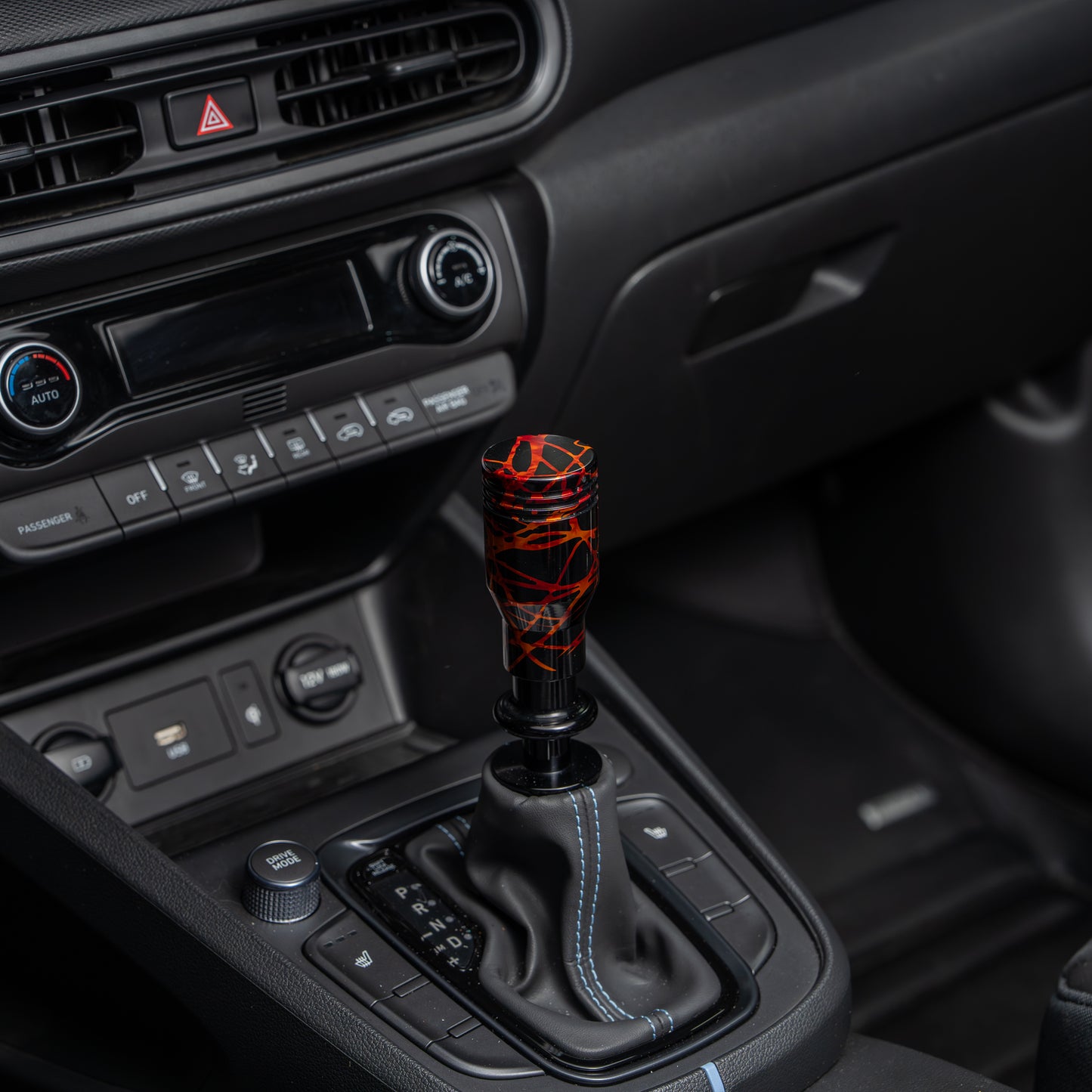 Billetworkz Automatic Shifter - Black w/ Fire Splash - Fits Hyundai Veloster N / Elantra N / Kona N (2019+)