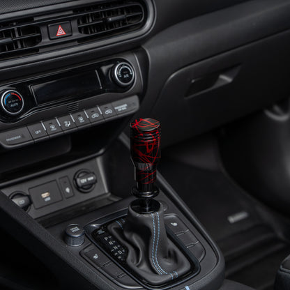 Billetworkz Automatic Shifter - Black w/ Red Splash - Fits Hyundai Veloster N / Elantra N / Kona N (2019+)