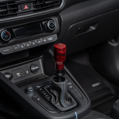 Billetworkz Automatic Shifter - Red w/ Black Splash - Fits Hyundai Veloster N / Elantra N / Kona N (2019+)