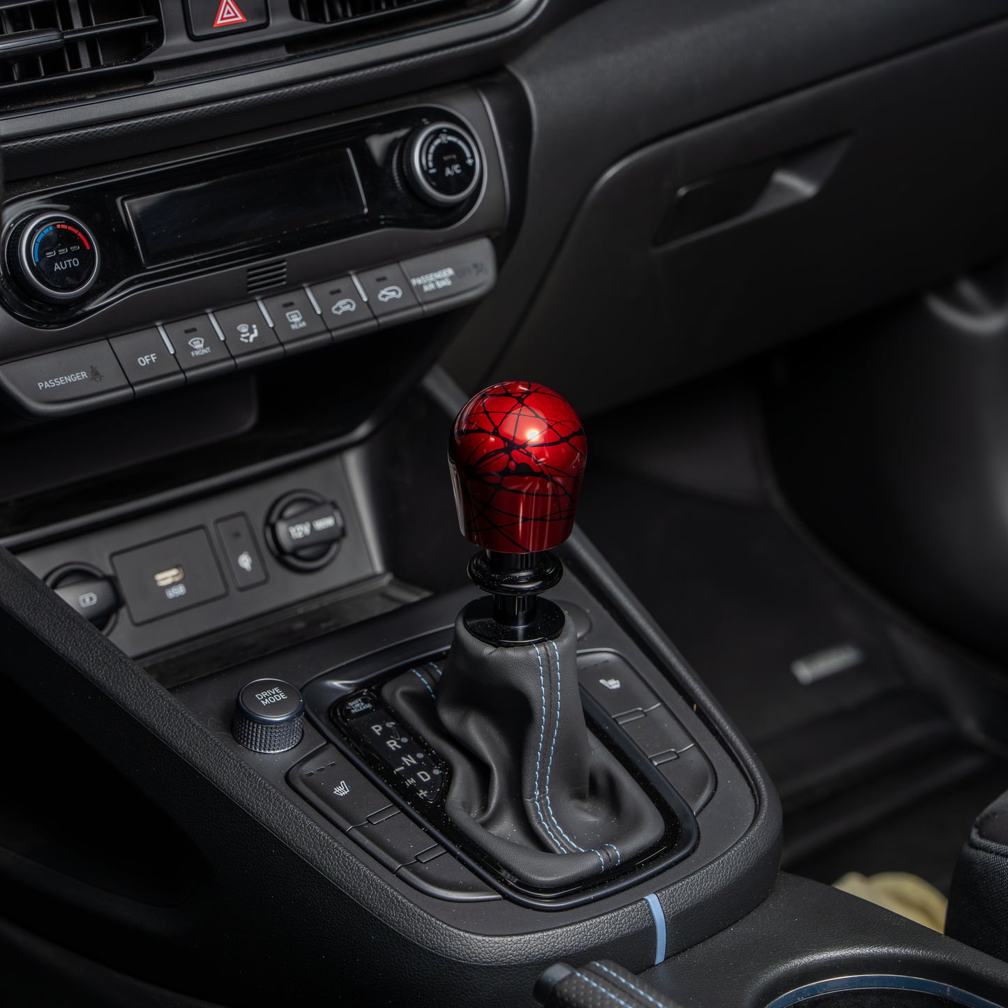 Billetworkz Automatic Shifter - Red w/ Black Splash - Fits Hyundai Veloster N / Elantra N / Kona N (2019+)