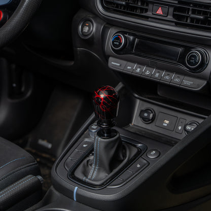 Billetworkz Automatic Shifter - Black w/ Red Splash - Fits Hyundai Veloster N / Elantra N / Kona N (2019+)