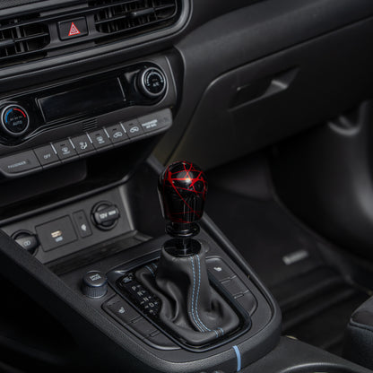 Billetworkz Automatic Shifter - Black w/ Red Splash - Fits Hyundai Veloster N / Elantra N / Kona N (2019+)