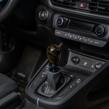 Billetworkz Automatic Shifter - Black w/ Gold Splash - Fits Hyundai Veloster N / Elantra N / Kona N (2019+)