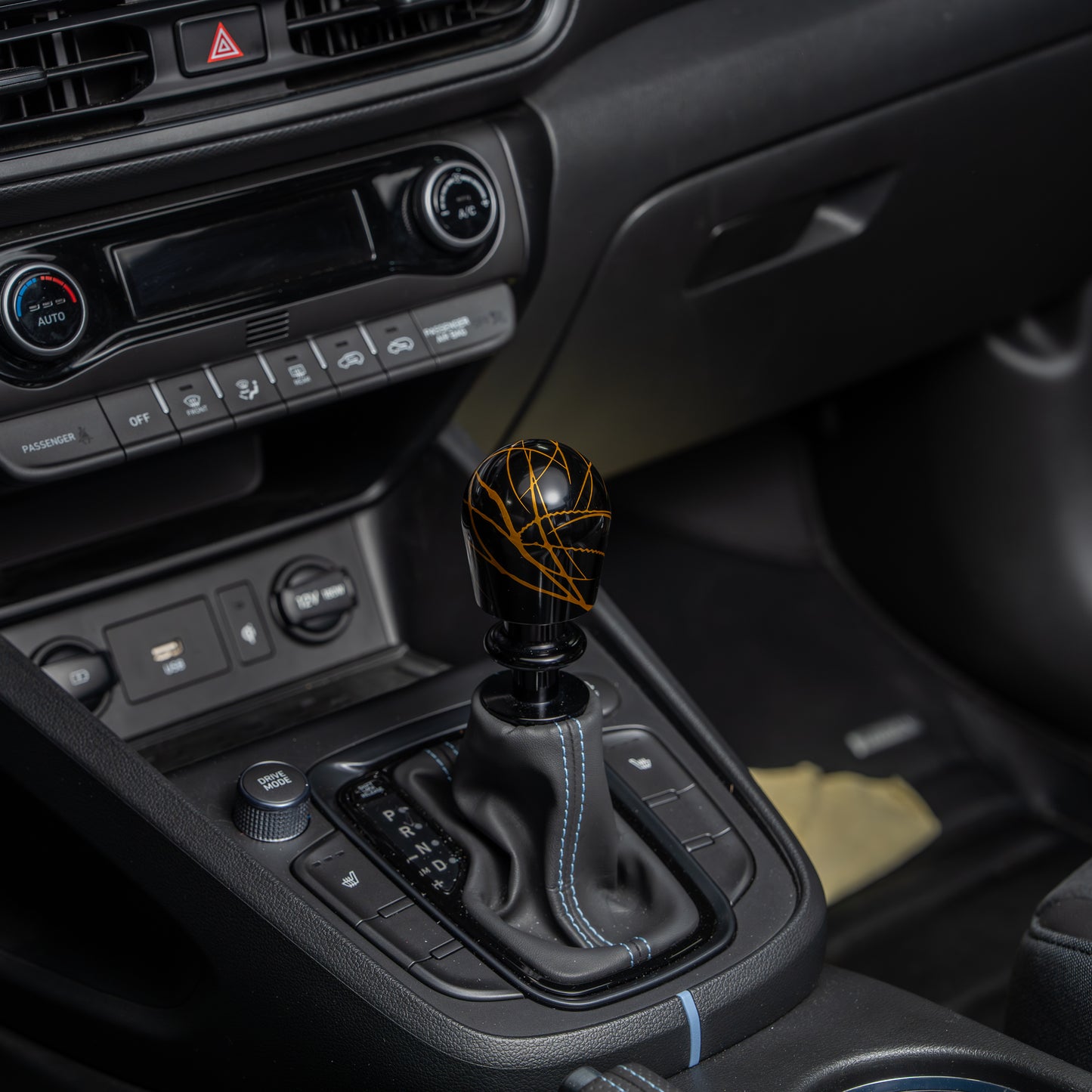 Billetworkz Automatic Shifter - Black w/ Gold Splash - Fits Hyundai Veloster N / Elantra N / Kona N (2019+)