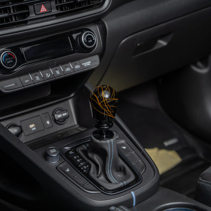 Billetworkz Automatic Shifter - Black w/ Gold Splash - Fits Hyundai Veloster N / Elantra N / Kona N (2019+)