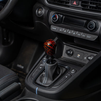 Billetworkz Automatic Shifter - Black w/ Fire Splash - Fits Hyundai Veloster N / Elantra N / Kona N (2019+)