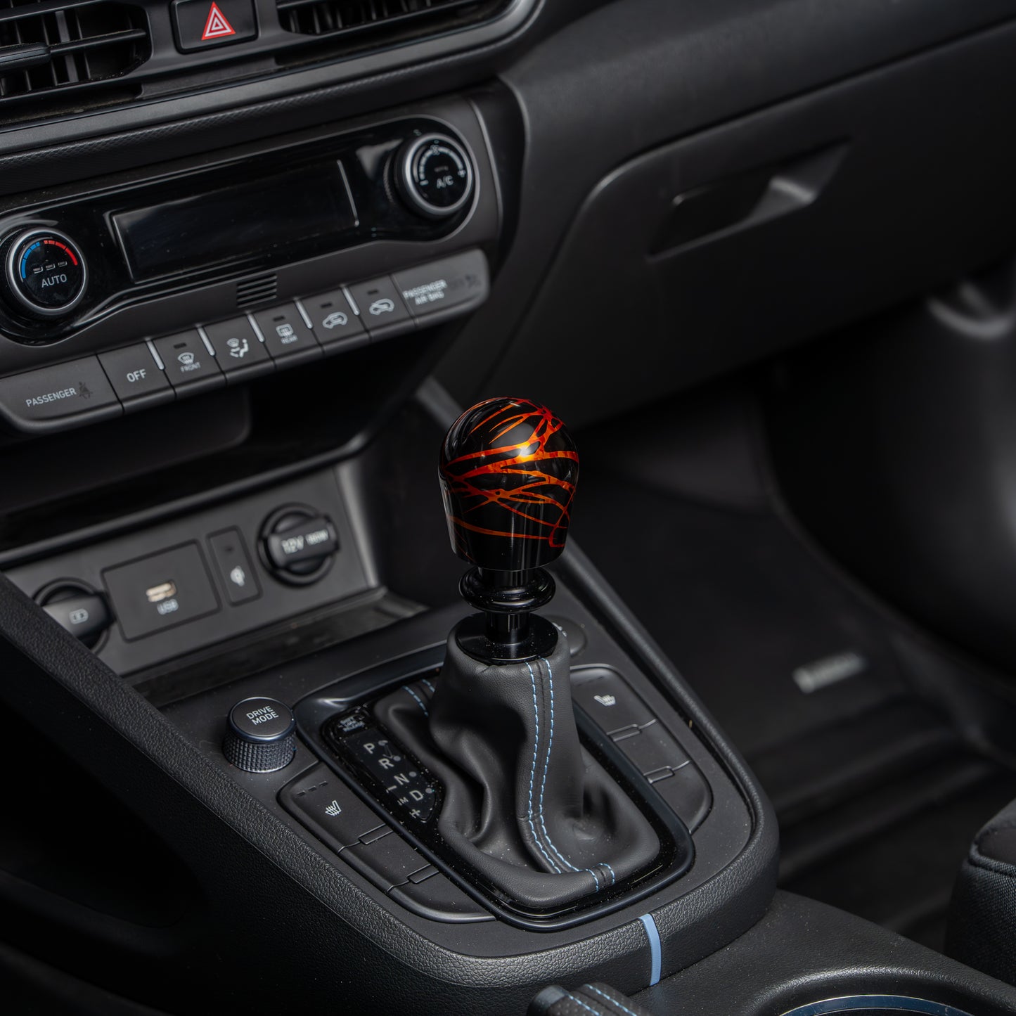 Billetworkz Automatic Shifter - Black w/ Fire Splash - Fits Hyundai Veloster N / Elantra N / Kona N (2019+)