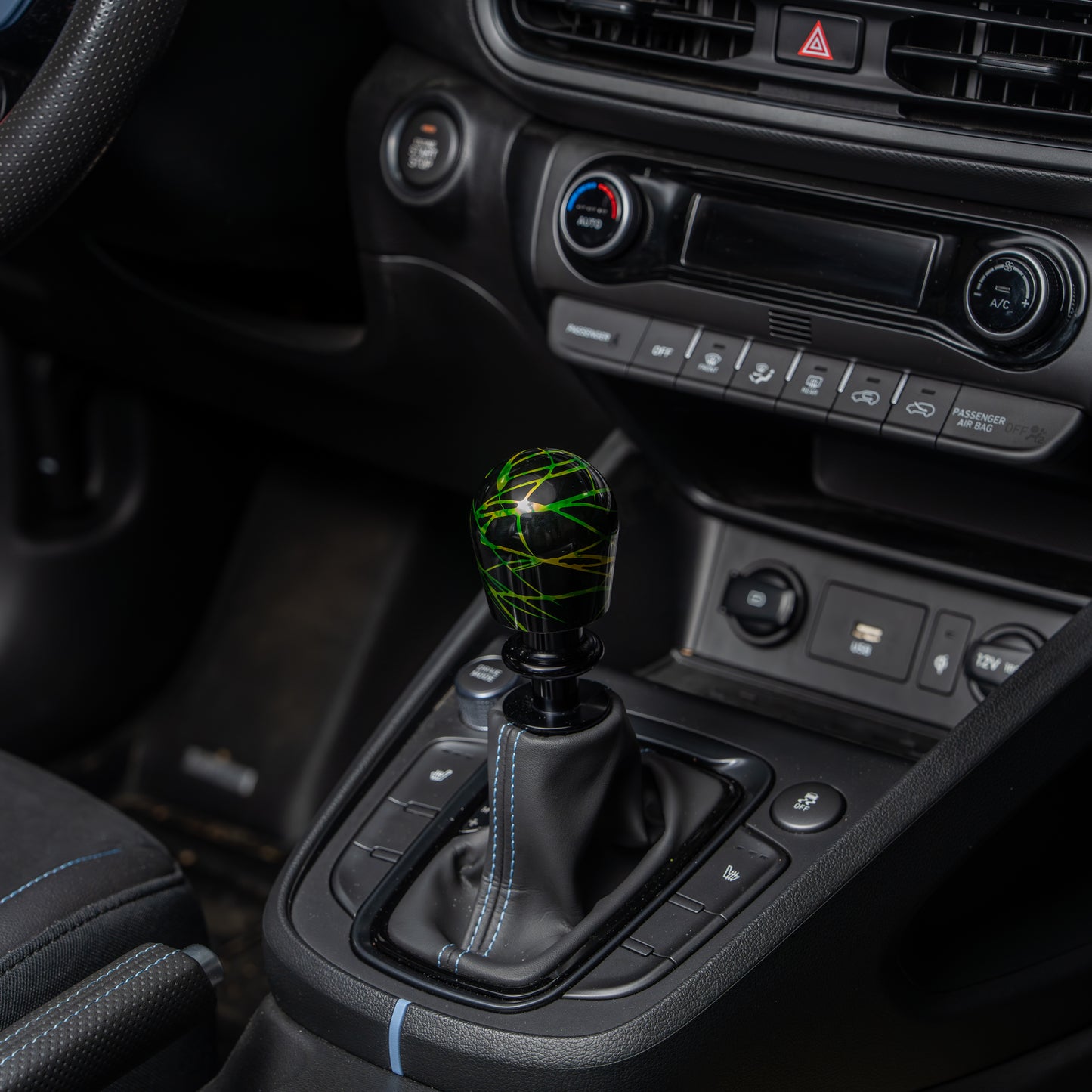 Billetworkz Automatic Shifter - Black w/ Toxic Splash - Fits Hyundai Veloster N / Elantra N / Kona N (2019+)