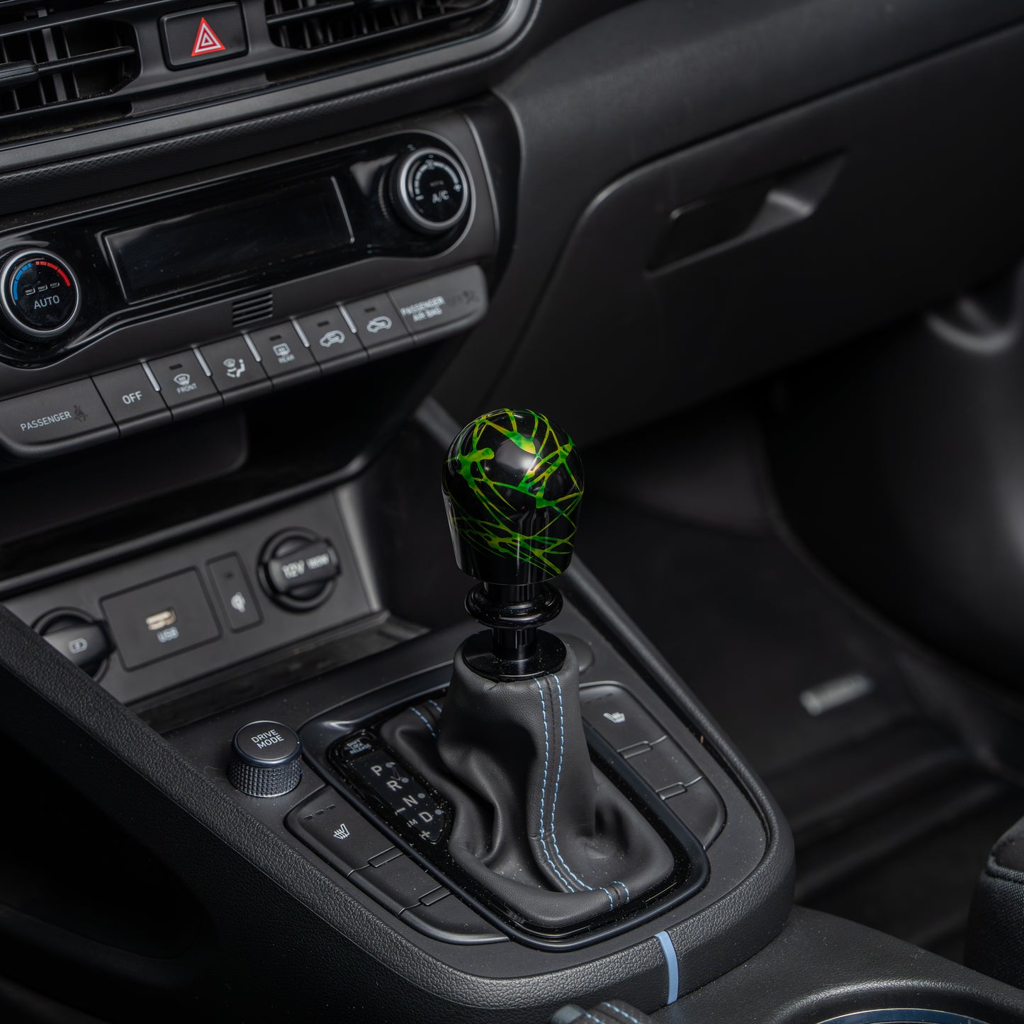 Billetworkz Automatic Shifter - Black w/ Toxic Splash - Fits Hyundai Veloster N / Elantra N / Kona N (2019+)