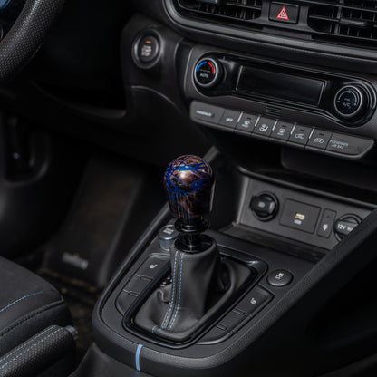 Billetworkz Automatic Shifter - Black Smoke w/ Blue Splash - Fits Hyundai Veloster N / Elantra N / Kona N (2019+)