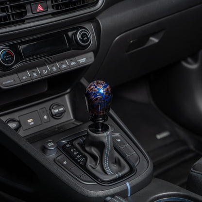 Billetworkz Automatic Shifter - Black Smoke w/ Blue Splash - Fits Hyundai Veloster N / Elantra N / Kona N (2019+)