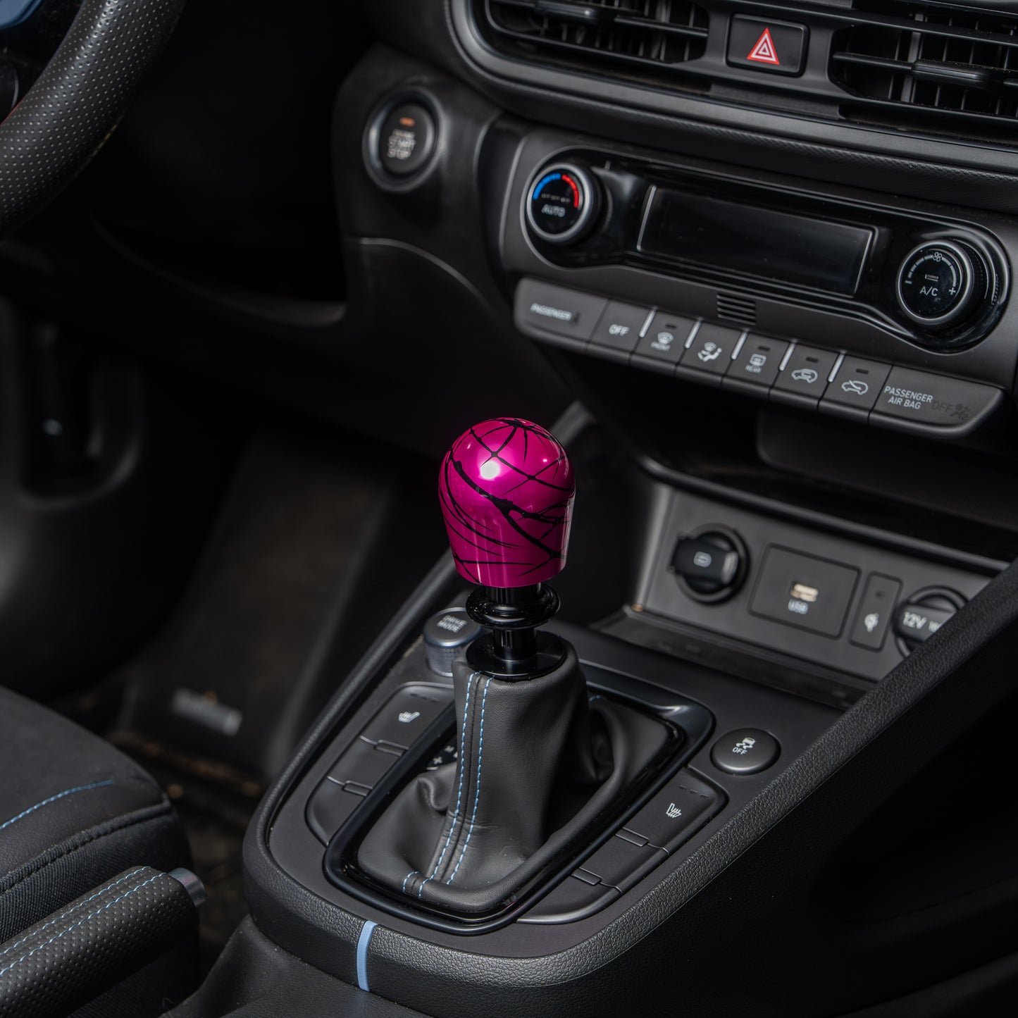 Billetworkz Automatic Shifter - Pink w/ Black Splash - Fits Hyundai Veloster N / Elantra N / Kona N (2019+)