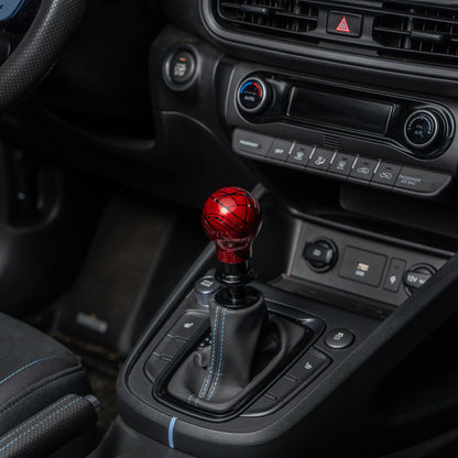 Billetworkz Automatic Shifter - Red w/ Black Splash - Fits Hyundai Veloster N / Elantra N / Kona N (2019+)