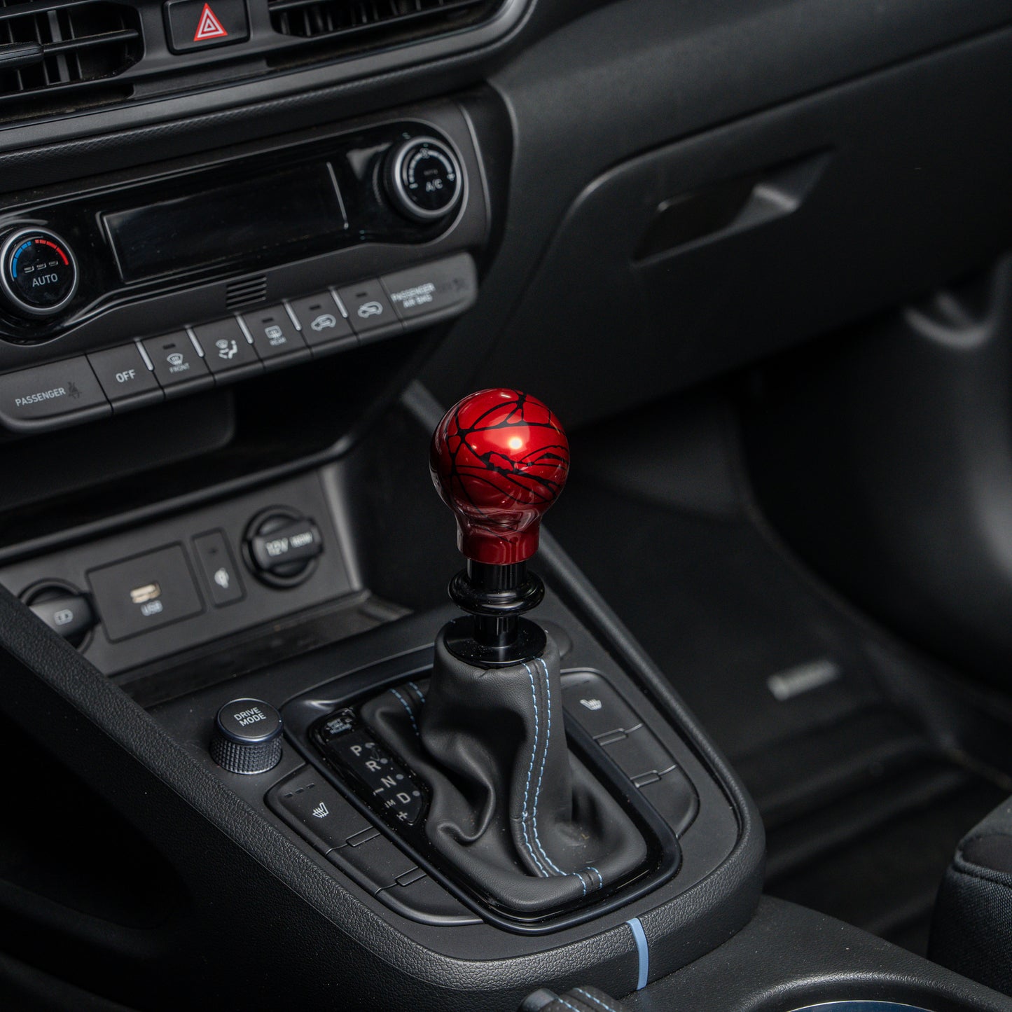 Billetworkz Automatic Shifter - Red w/ Black Splash - Fits Hyundai Veloster N / Elantra N / Kona N (2019+)
