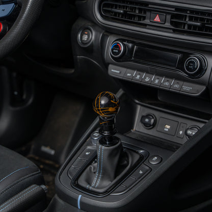 Billetworkz Automatic Shifter - Black w/ Gold Splash - Fits Hyundai Veloster N / Elantra N / Kona N (2019+)