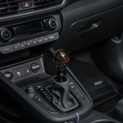 Billetworkz Automatic Shifter - Black w/ Gold Splash - Fits Hyundai Veloster N / Elantra N / Kona N (2019+)