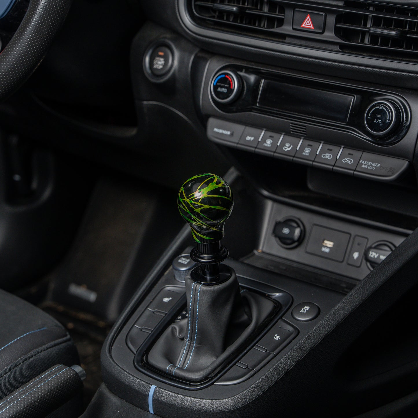 Billetworkz Automatic Shifter - Black w/ Toxic Splash - Fits Hyundai Veloster N / Elantra N / Kona N (2019+)
