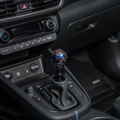 Billetworkz Automatic Shifter - Black Smoke w/ Blue Splash - Fits Hyundai Veloster N / Elantra N / Kona N (2019+)