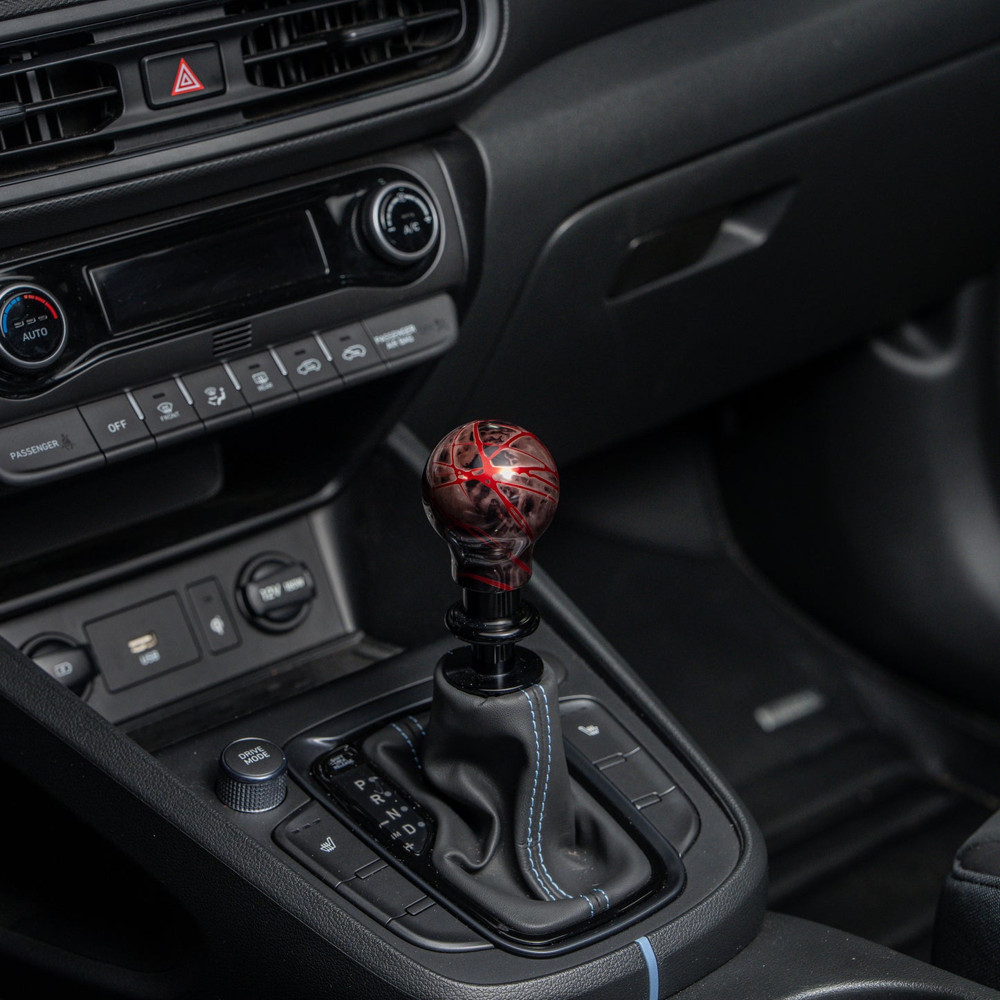 Billetworkz Automatic Shifter - Black Smoke w/ Red Splash - Fits Hyundai Veloster N / Elantra N / Kona N (2019+)