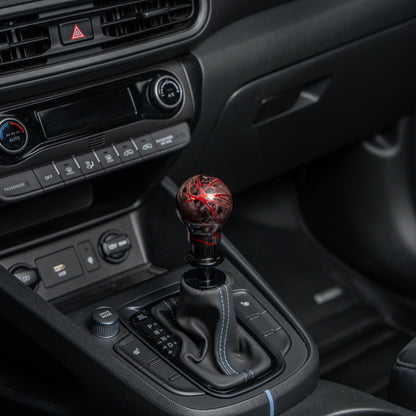 Billetworkz Automatic Shifter - Black Smoke w/ Red Splash - Fits Hyundai Veloster N / Elantra N / Kona N (2019+)