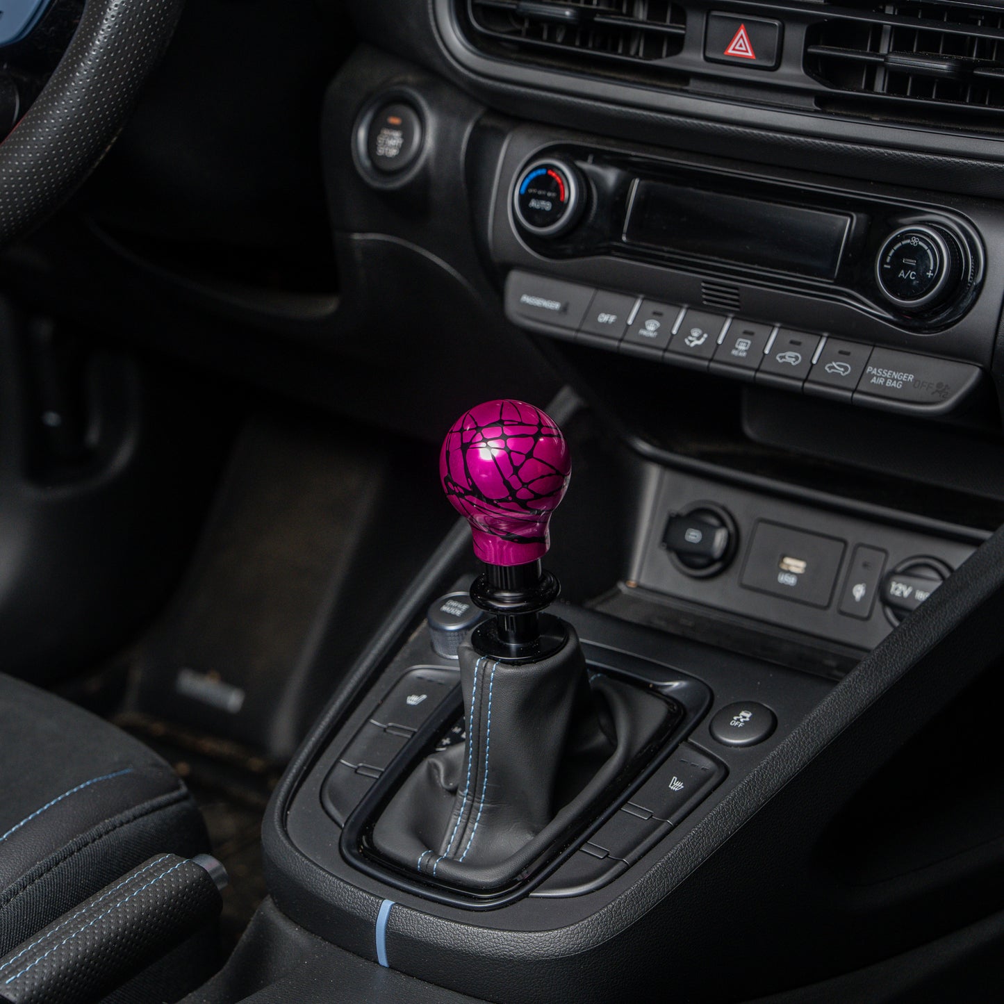 Billetworkz Automatic Shifter - Pink w/ Black Splash - Fits Hyundai Veloster N / Elantra N / Kona N (2019+)