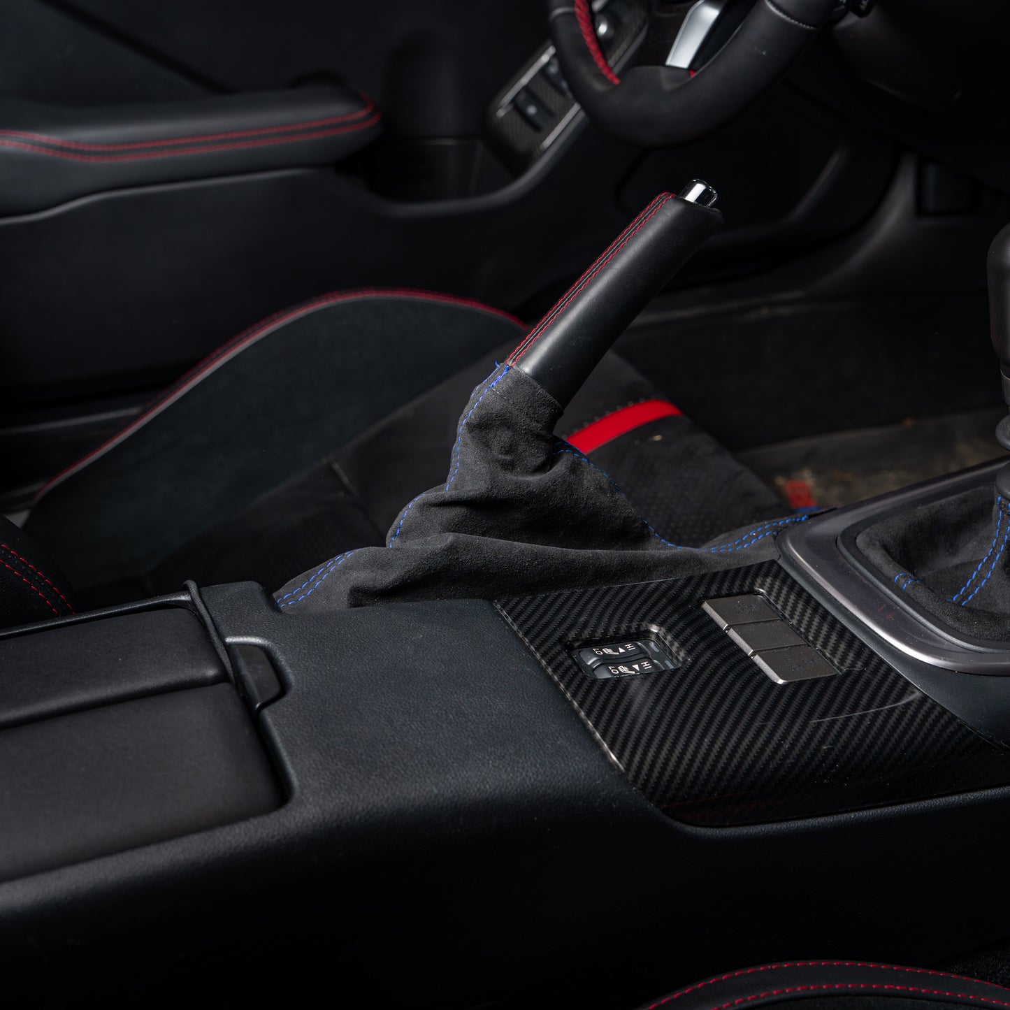 Billetworkz Alcantara Kit (Pro): Shift Boot, E-Brake Boot Kit and Door Pull Straps (1 Set) – Subaru BRZ/Toyota GR86 2022+ (Manual)