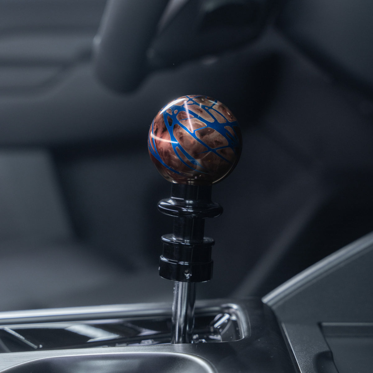 Billetworkz Automatic Shifter - Black Smoke w/ Blue Splash - Fits Subaru CVT: WRX (2022+), Crosstrek (2024+), Forester (2025+), Impreza (2024+), Legacy/Outback (2015+)
