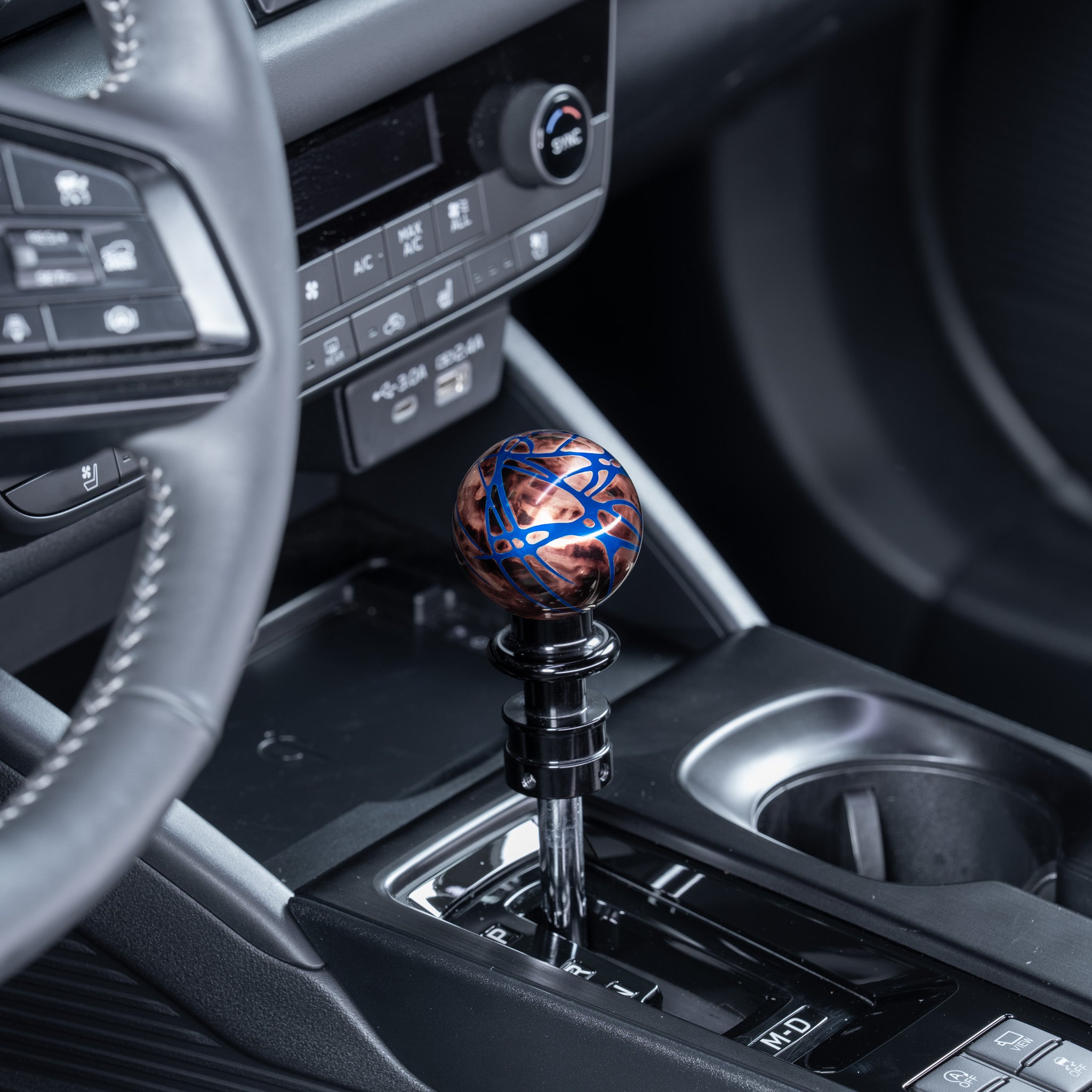 Billetworkz Automatic Shifter - Black Smoke w/ Blue Splash - Fits