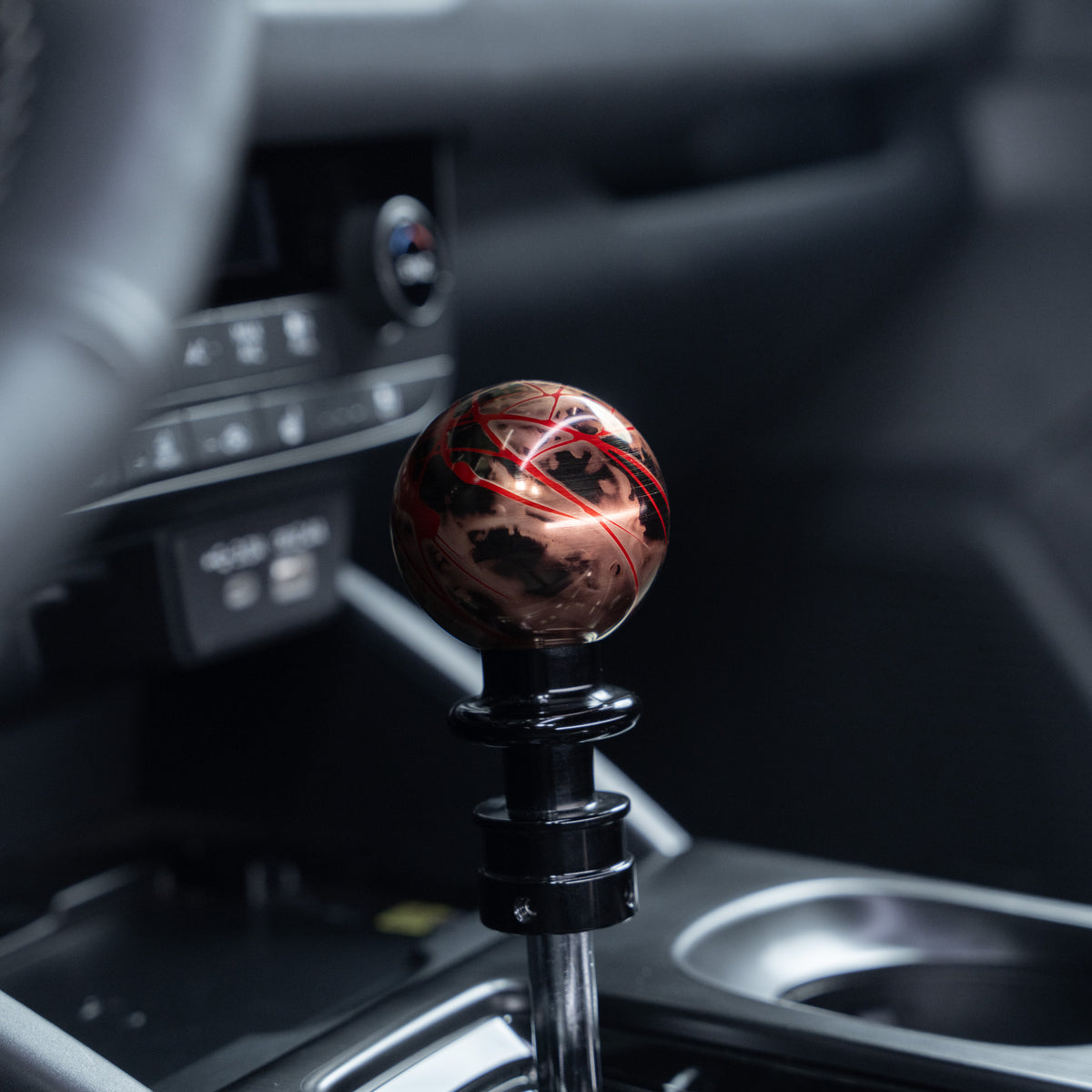 Billetworkz Automatic Shifter - Black Smoke w/ Red Splash - Fits Subaru CVT: WRX (2022+), Crosstrek (2024+), Forester (2025+), Impreza (2024+), Legacy/Outback (2015+)