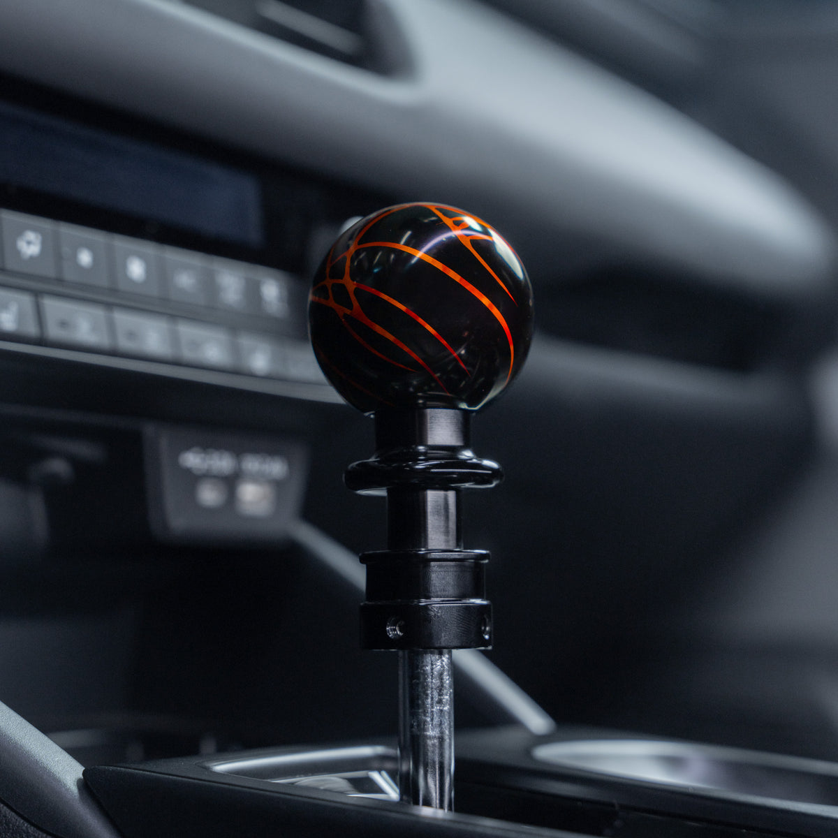 Billetworkz Automatic Shifter - Black w/ Fire Splash - Fits Subaru CVT: WRX (2022+), Crosstrek (2024+), Forester (2025+), Impreza (2024+), Legacy/Outback (2015+)