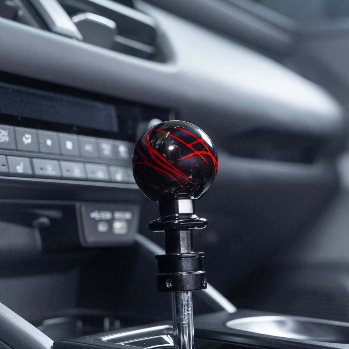 Billetworkz Automatic Shifter - Black w/ Red Splash - Fits Subaru CVT: WRX (2022+), Crosstrek (2024+), Forester (2025+), Impreza (2024+), Legacy/Outback (2015+)