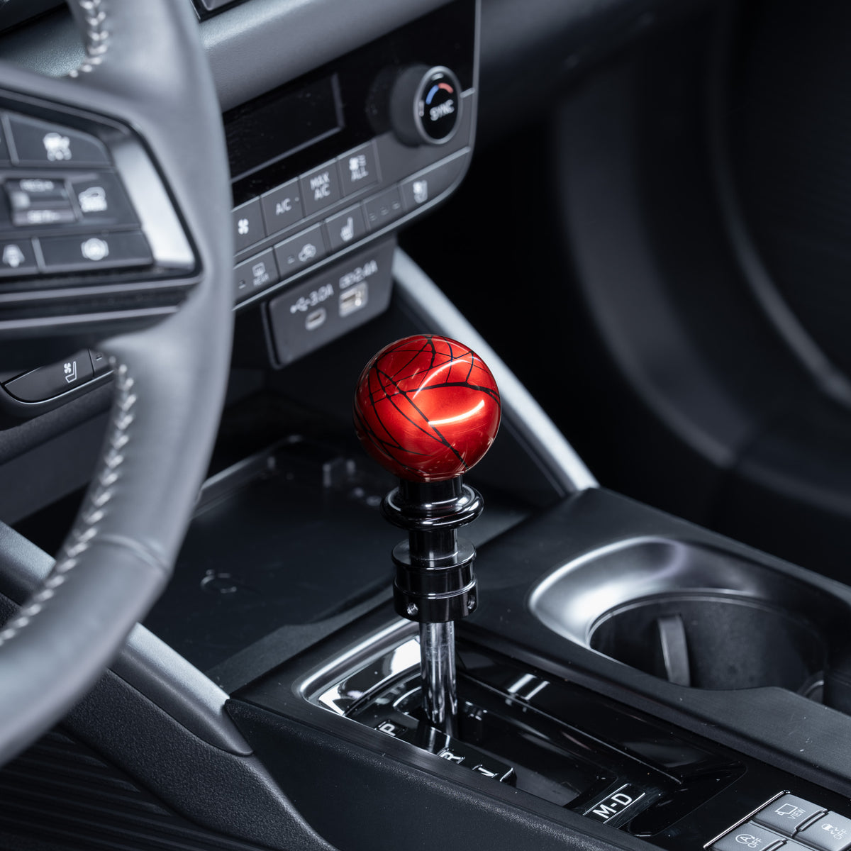 Billetworkz Automatic Shifter - Red w/ Black Splash - Fits Subaru CVT: WRX (2022+), Crosstrek (2024+), Forester (2025+), Impreza (2024+), Legacy/Outback (2015+)