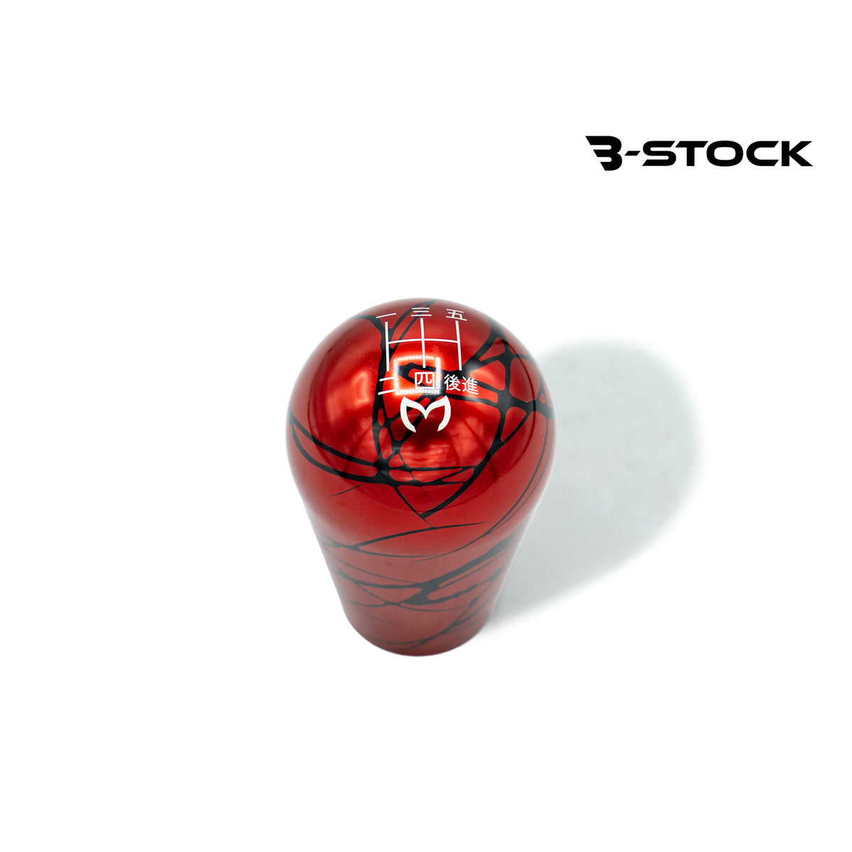 B-Stock Anodized Shift Knob – Tall Teardrop – Red w/Black Splash – Japanese 5-Speed + Evil M
