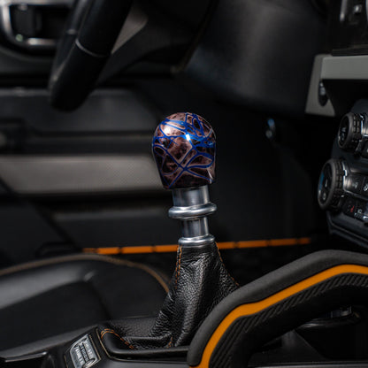 Billetworkz Shift Knob - Black Smoke w/ Blue Splash - Fits Ford Bronco 6-Speed (2021+)