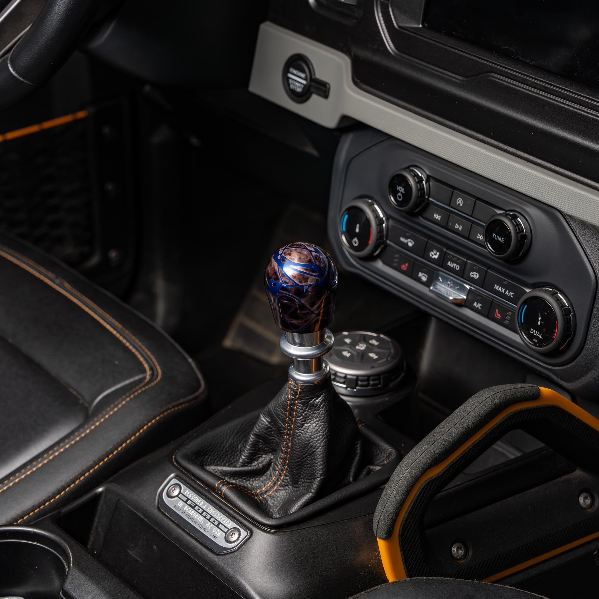 Billetworkz Shift Knob - Black Smoke w/ Blue Splash - Fits Ford