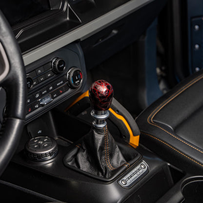 Billetworkz Shift Knob - Black Smoke w/ Red Splash - Fits Ford Bronco 6-Speed (2021+)