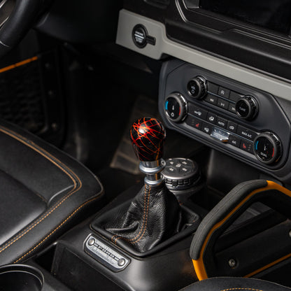 Billetworkz Shift Knob - Black w/ Fire Splash - Fits Ford Bronco 6-Speed (2021+)
