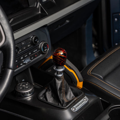 Billetworkz Shift Knob - Black w/ Fire Splash - Fits Ford Bronco 6-Speed (2021+)
